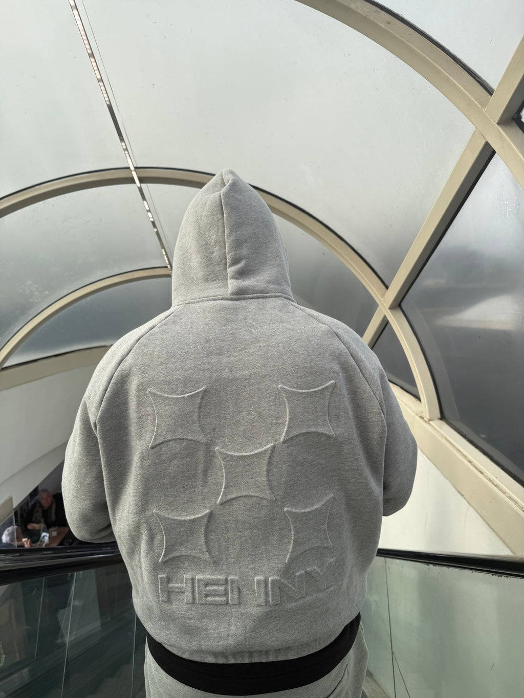 GREY EMBOSSED HOODIE
