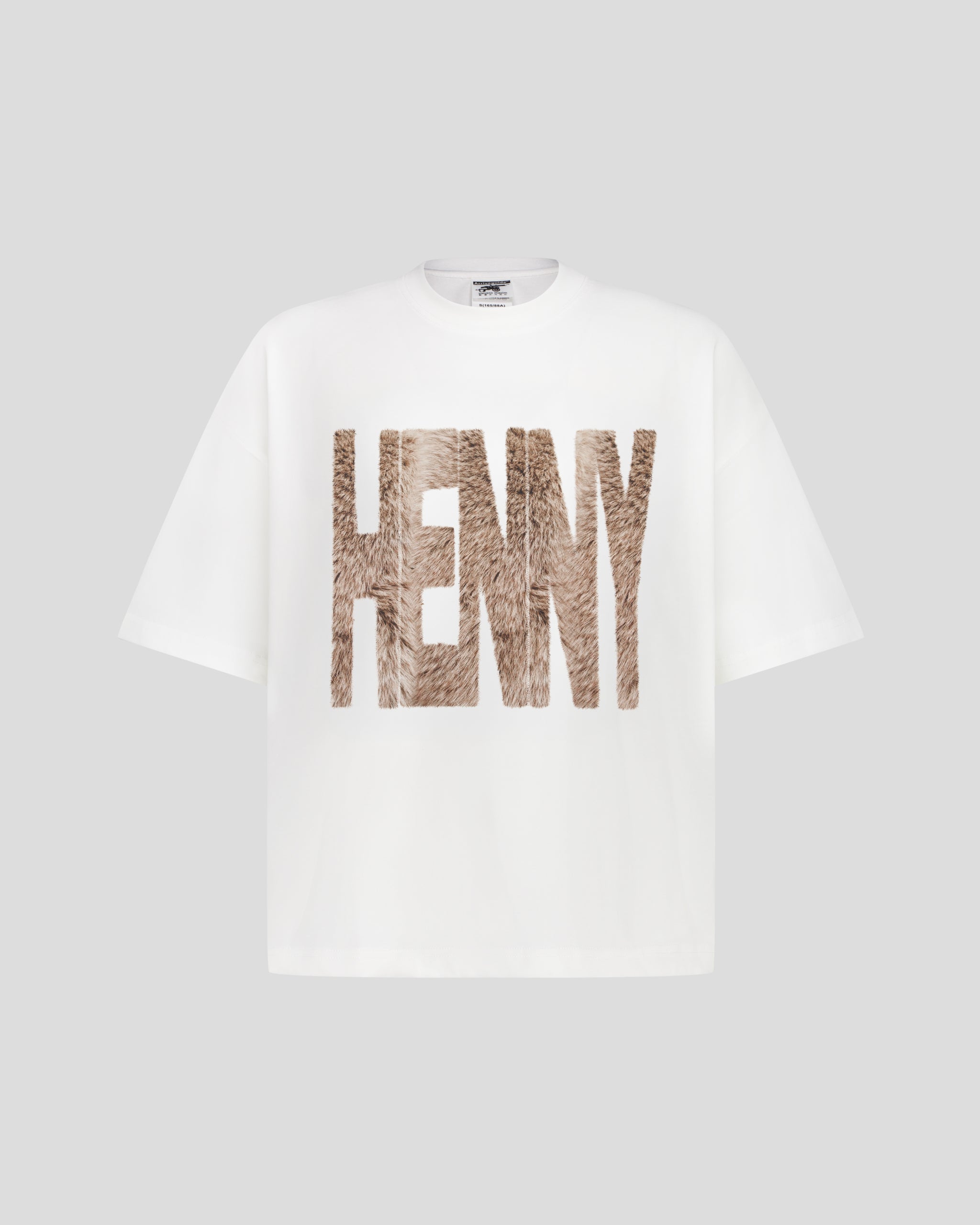 White Cotton Short-Sleeved Tee Fur Print