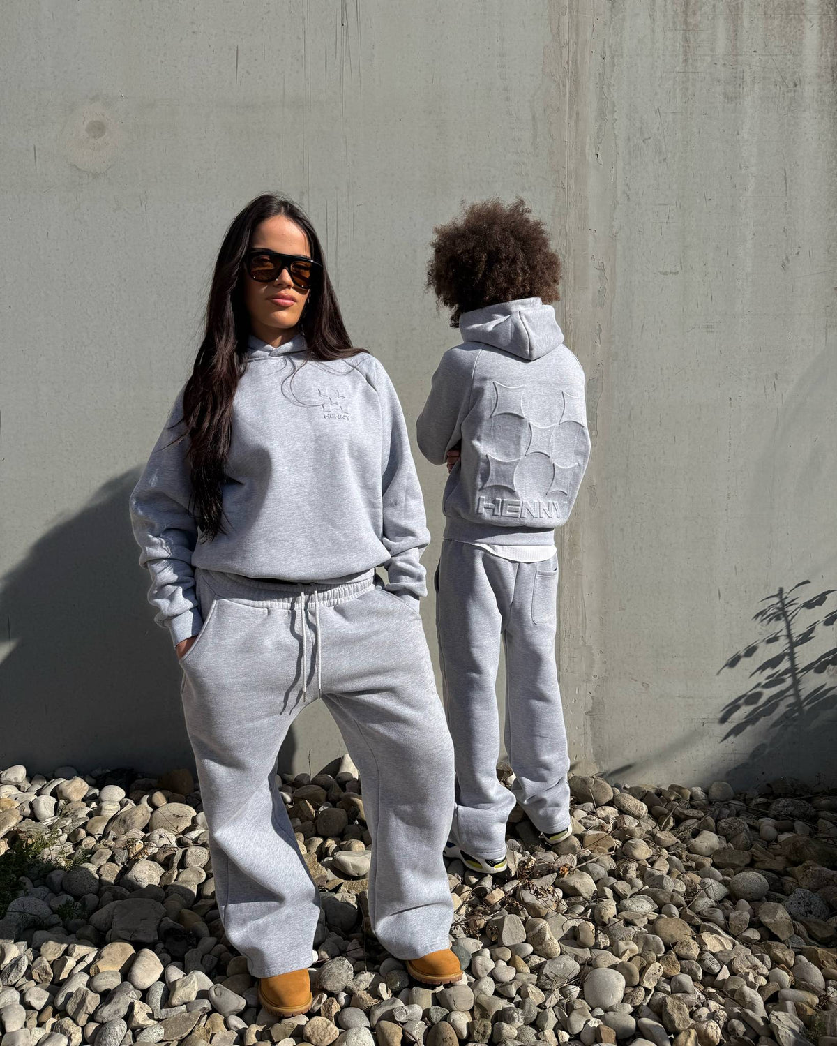 GREY EMBOSSED HOODIE