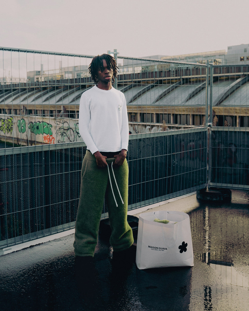 PANTALON MOHAIR GUAVA VERT