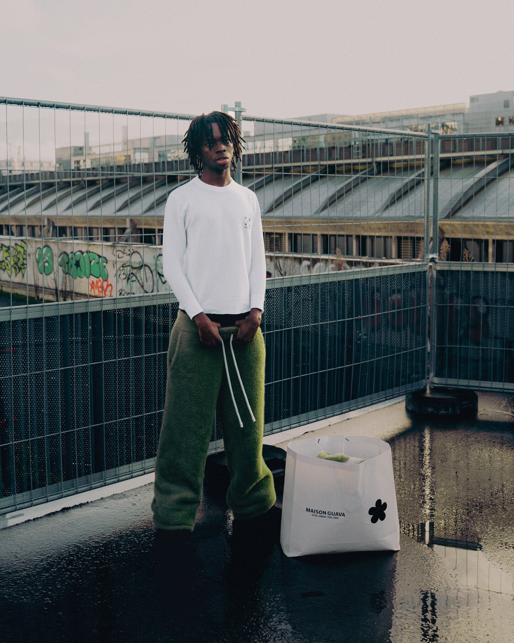 PANTALON MOHAIR GUAVA VERT